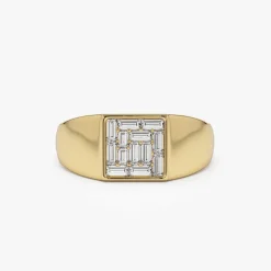 14k Square Illusion Setting Baguette Pinky Ring