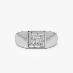 14k Square Illusion Setting Baguette Pinky Ring