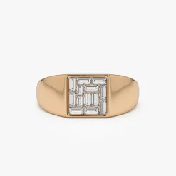 14k Square Illusion Setting Baguette Pinky Ring