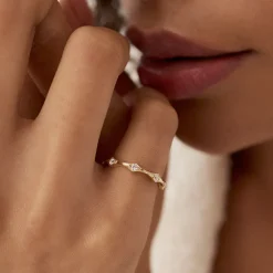 14k Stackable Arte Deco Diamond Wedding Band