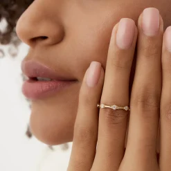 14k Stackable Arte Deco Diamond Wedding Band