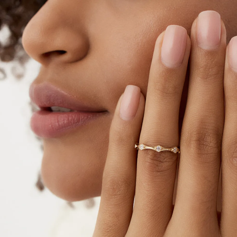 14k Stackable Arte Deco Diamond Wedding Band