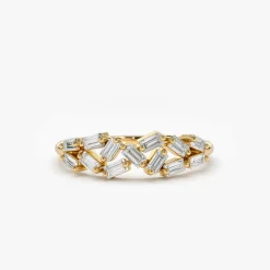 14K Stackable Baguette Diamond Cluster Ring