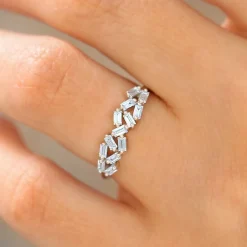 14K Stackable Baguette Diamond Cluster Ring