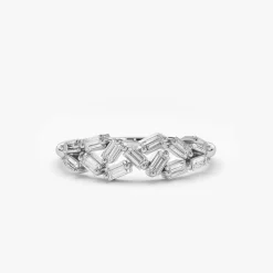 14K Stackable Baguette Diamond Cluster Ring