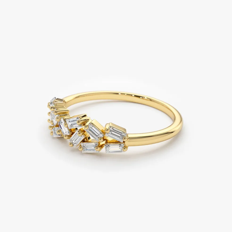 14K Stackable Baguette Diamond Cluster Ring