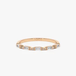 14k Stackable Dainty Baguette Diamond Ring