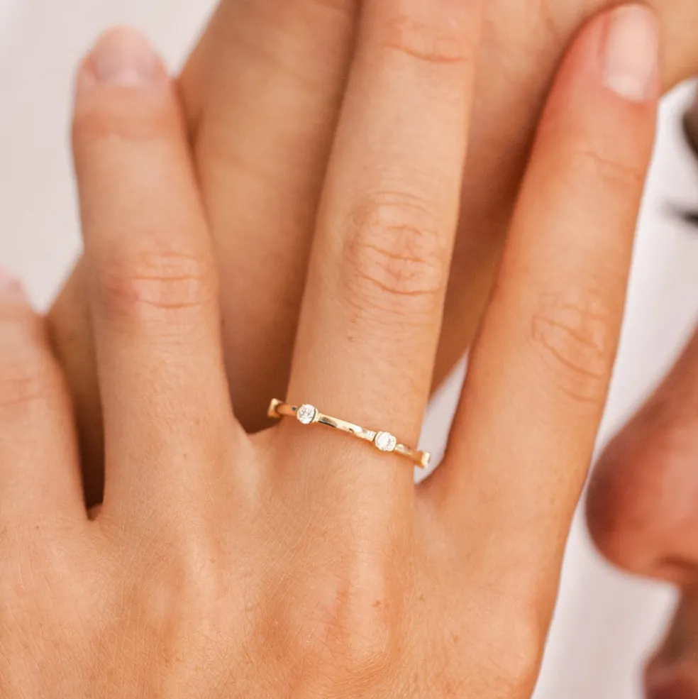 14k Stackable Half Bezel Diamond Eternity Ring