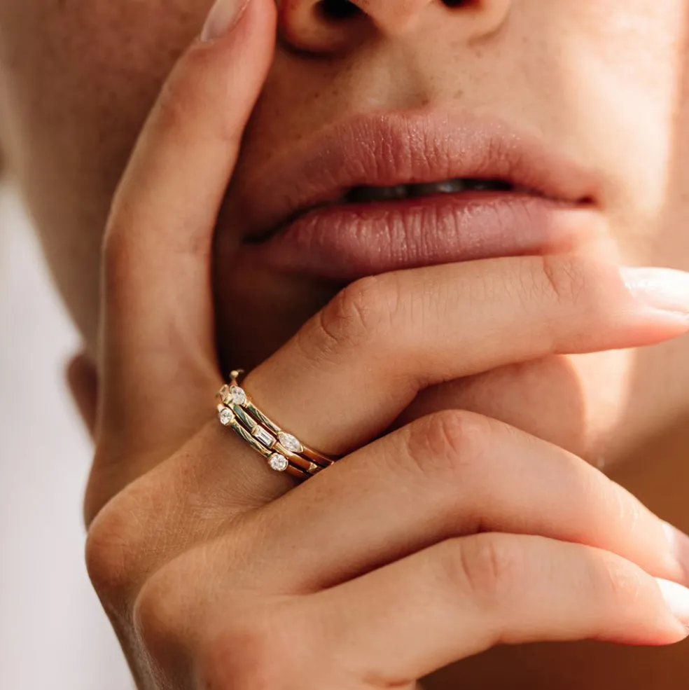 14k Stackable Half Bezel Diamond Eternity Ring