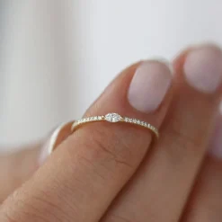14k Stackable Marquise Pave Diamond Ring