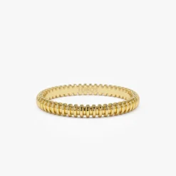 14K Stackable Ribbed Wedding Band