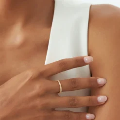 14K Stackable Ribbed Wedding Band