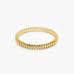 14K Stackable Ribbed Wedding Band