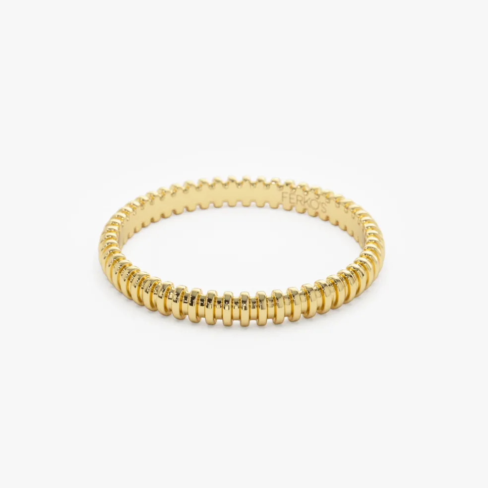 14K Stackable Ribbed Wedding Band