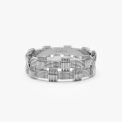 14K Stackable Ribbed Woven Gold Ring