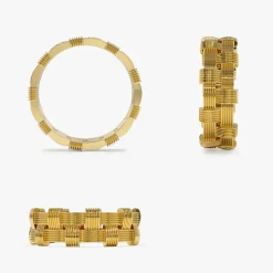 14K Stackable Ribbed Woven Gold Ring
