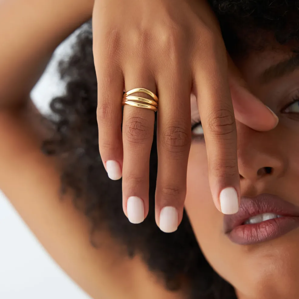 14K Stacked Chunky Curved Ring