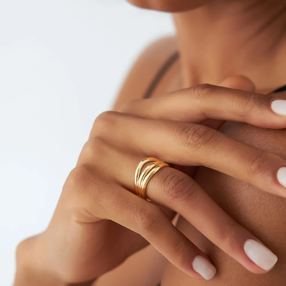 14K Stacked Chunky Curved Ring