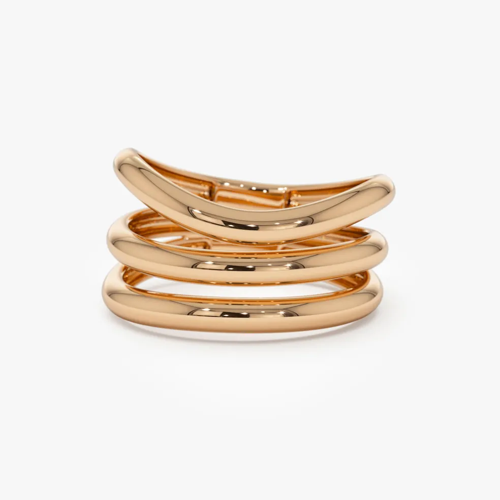14K Stacked Chunky Curved Ring