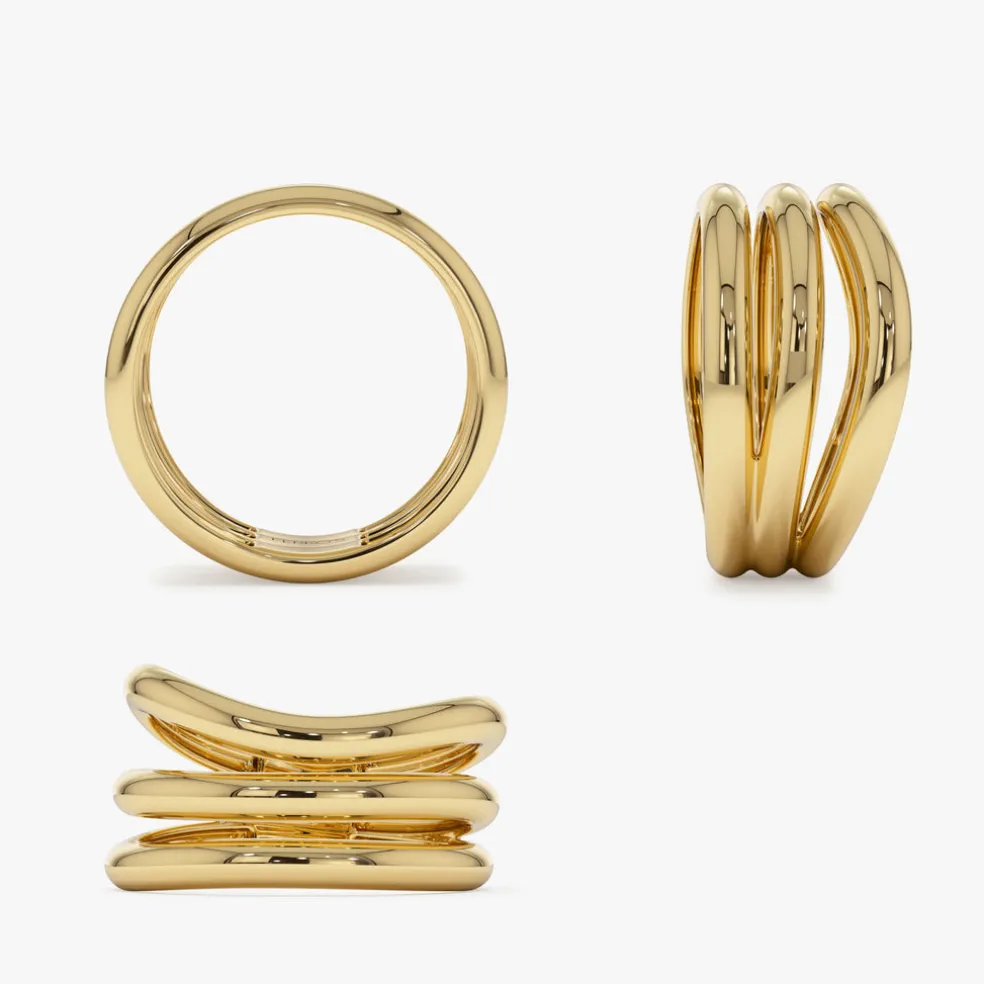 14K Stacked Chunky Curved Ring
