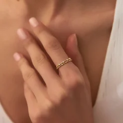 14k Stacked Double Band Diamond Ring