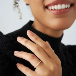 14K Stacking Dainty Beaded Diamond Band