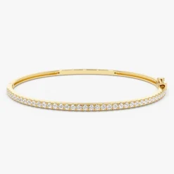 14k Stacking Micro Pave Diamond Bangle 0.90 ctw