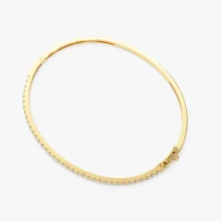 14k Stacking Micro Pave Diamond Bangle 0.90 ctw