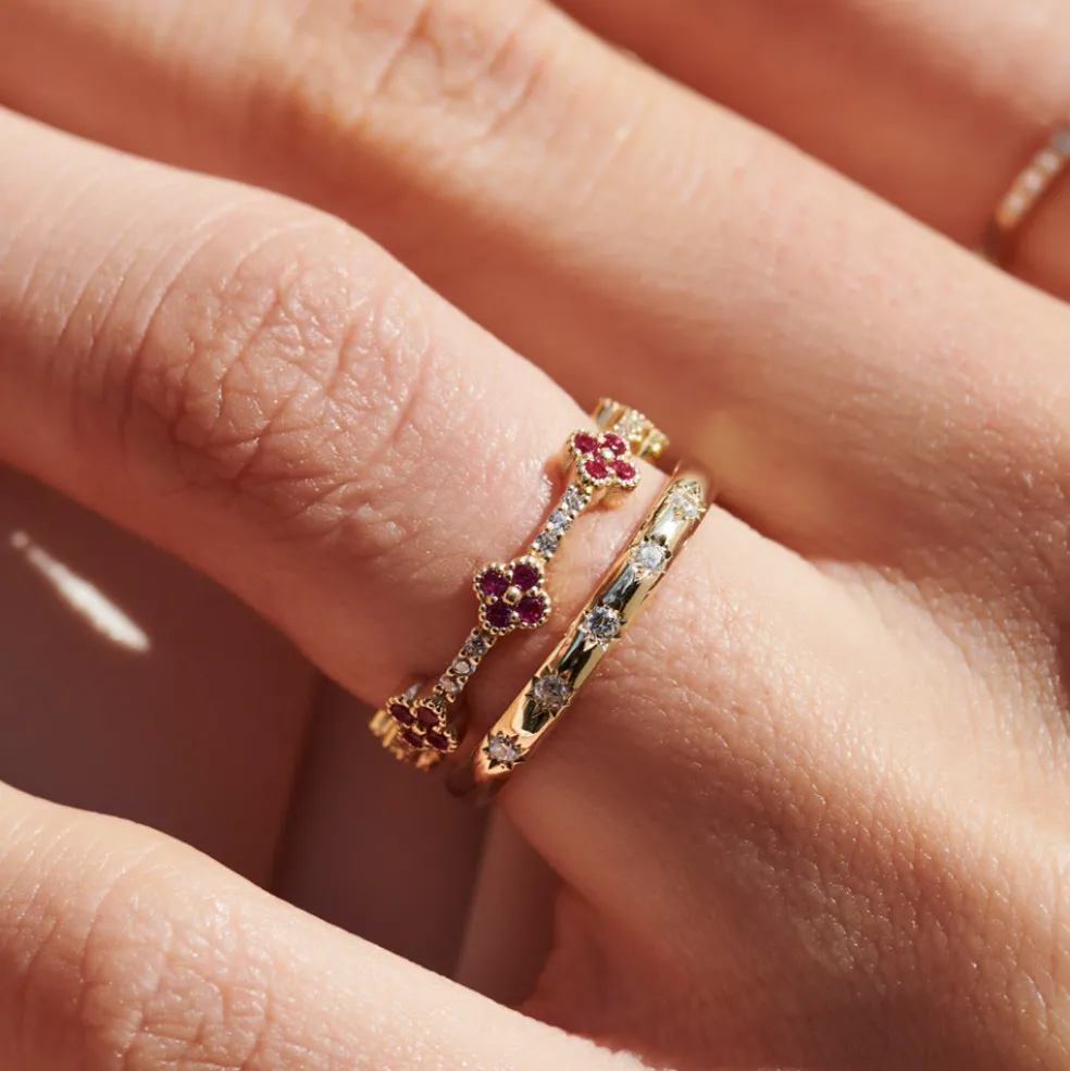 14k Star Setting 5 Stone Diamond Ring