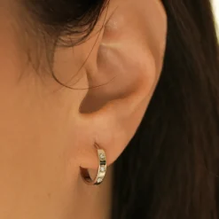 14k Starsetting Minimal Diamond Hoops