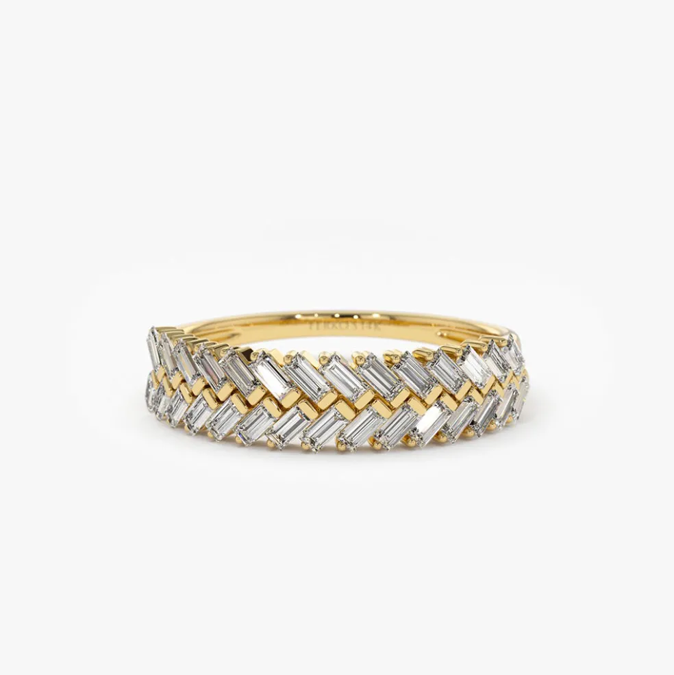 14k Step Baguette Diamond Ring