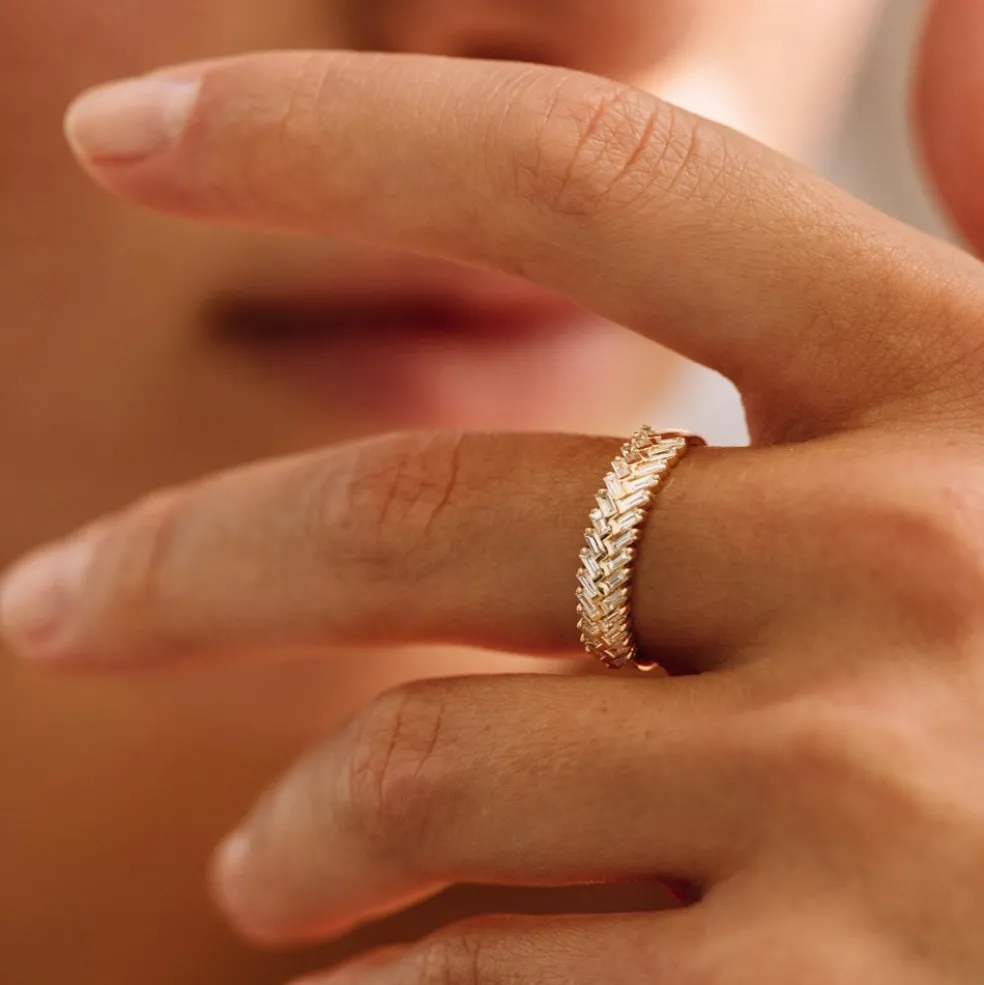 14k Step Baguette Diamond Ring