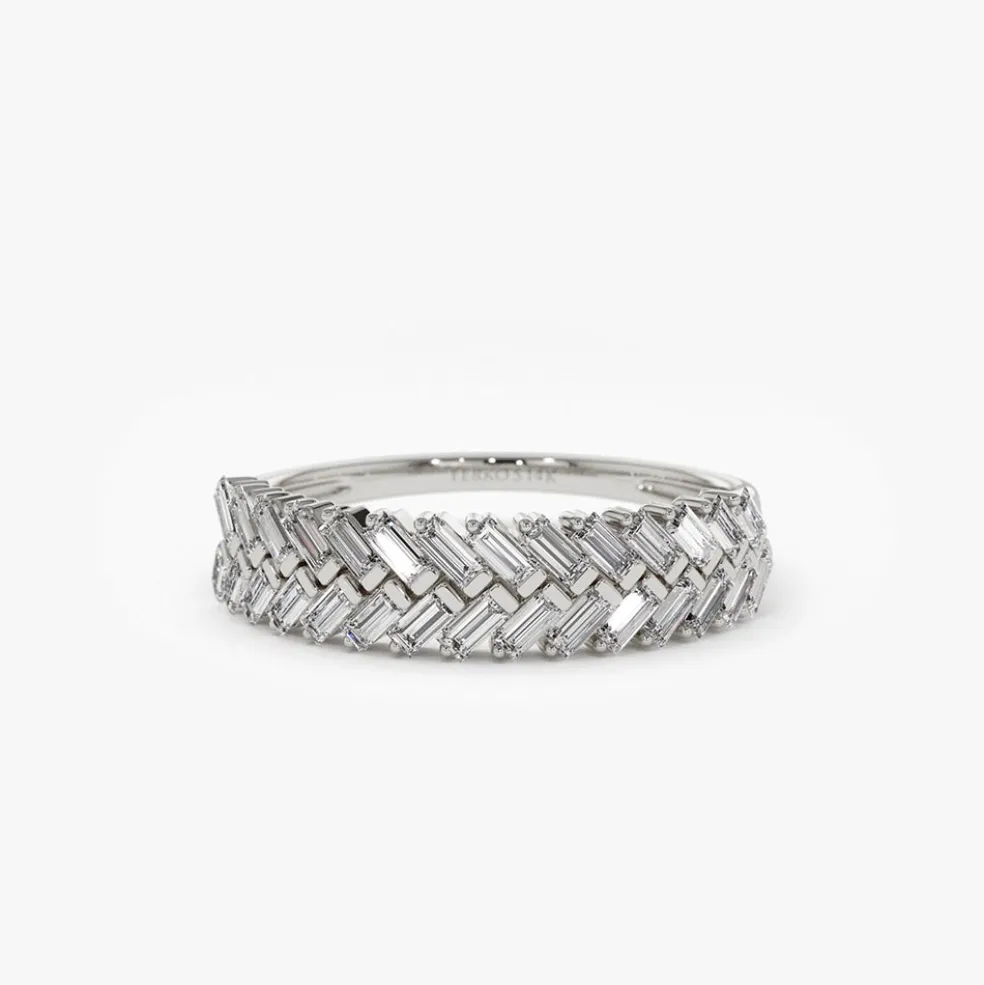 14k Step Baguette Diamond Ring