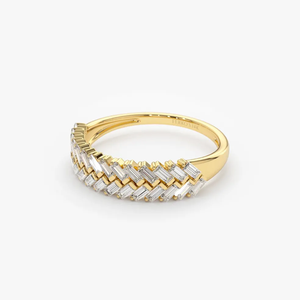 14k Step Baguette Diamond Ring