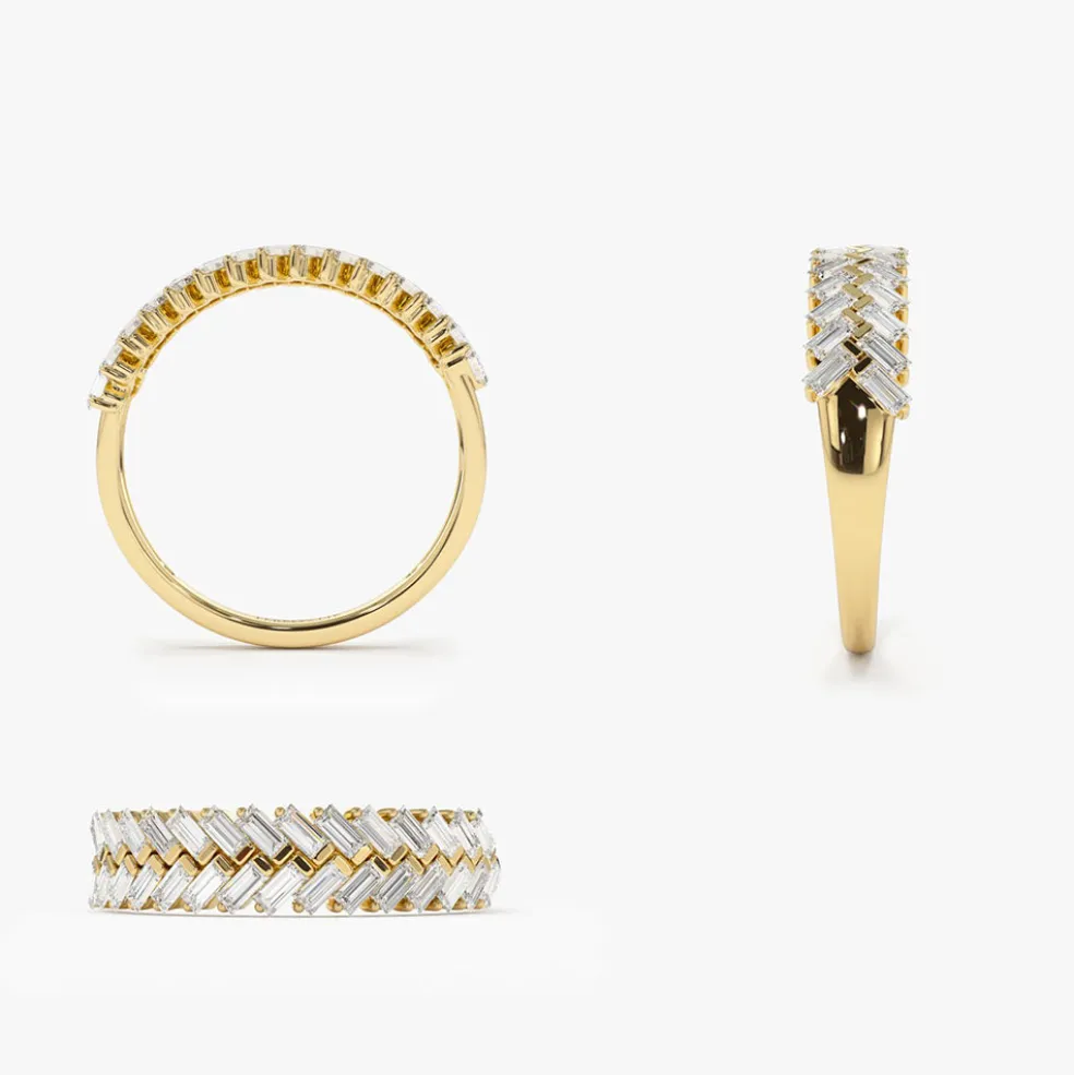 14k Step Baguette Diamond Ring