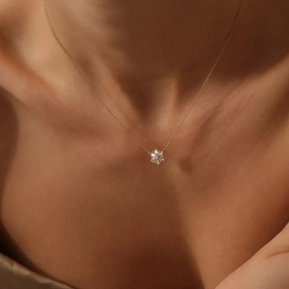 14k Tapered Baguette Diamond Necklace