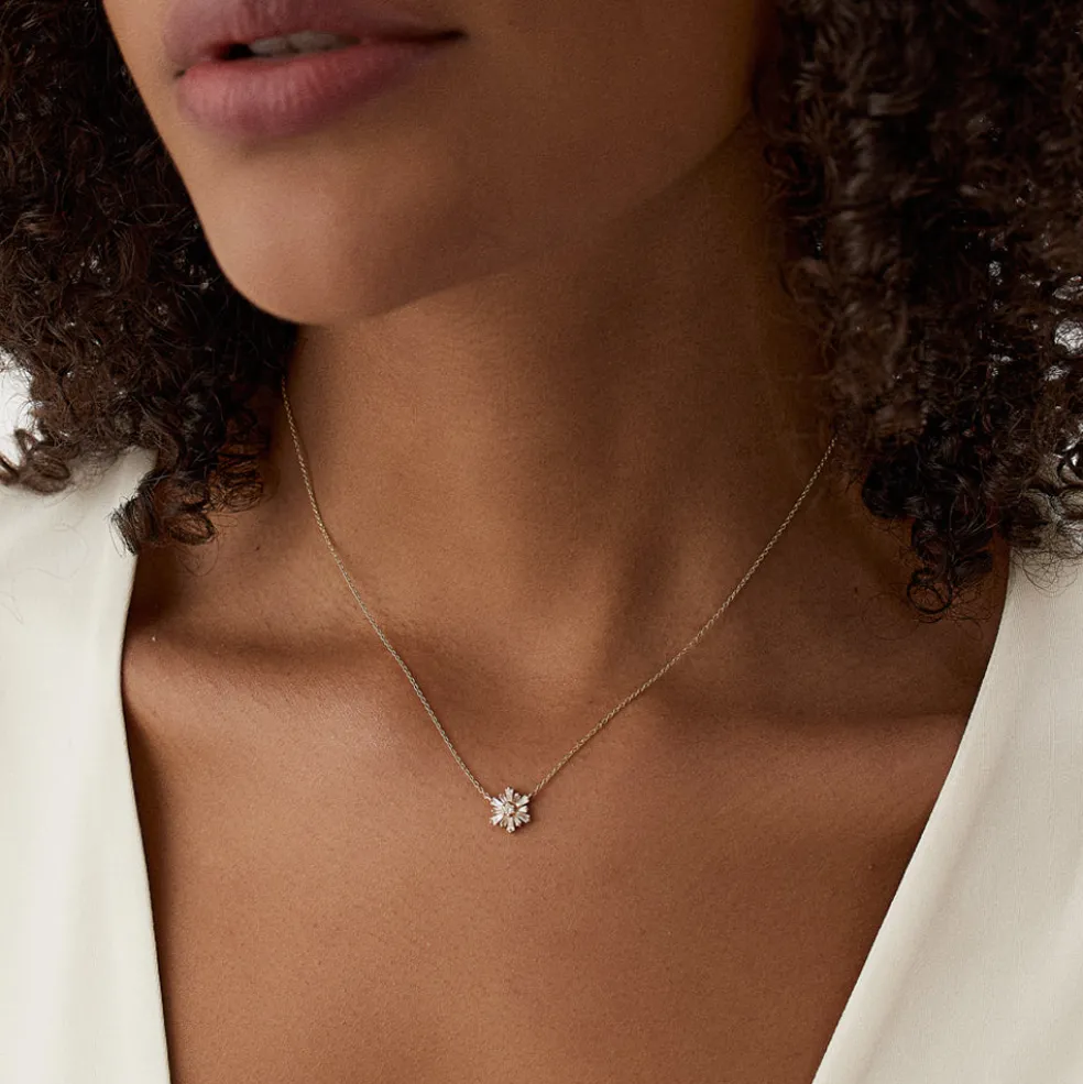 14k Tapered Baguette Diamond Necklace