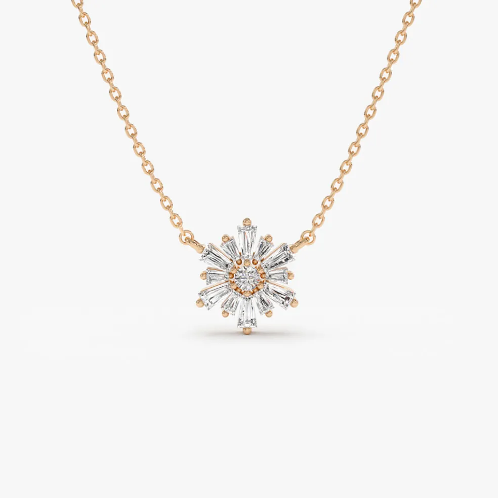 14k Tapered Baguette Diamond Necklace
