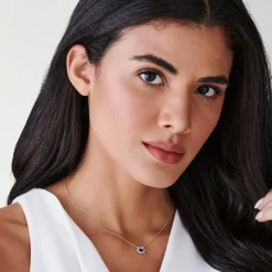 14k Tapered Baguette Diamond & Sapphire Necklace