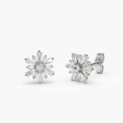 14k Tapered Baguette Unique Diamond Earrings