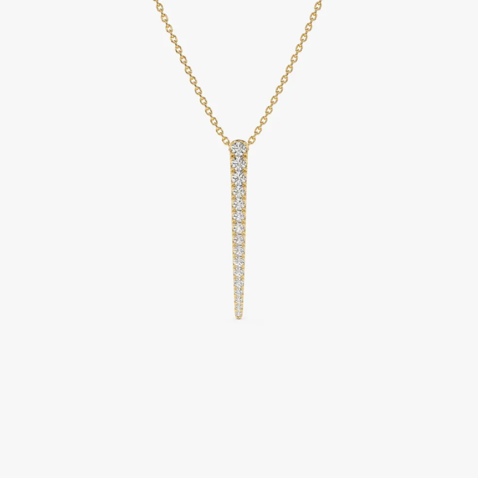14K Tapered Diamond Bar Necklace