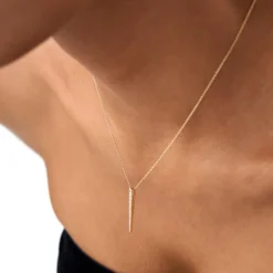 14K Tapered Diamond Bar Necklace