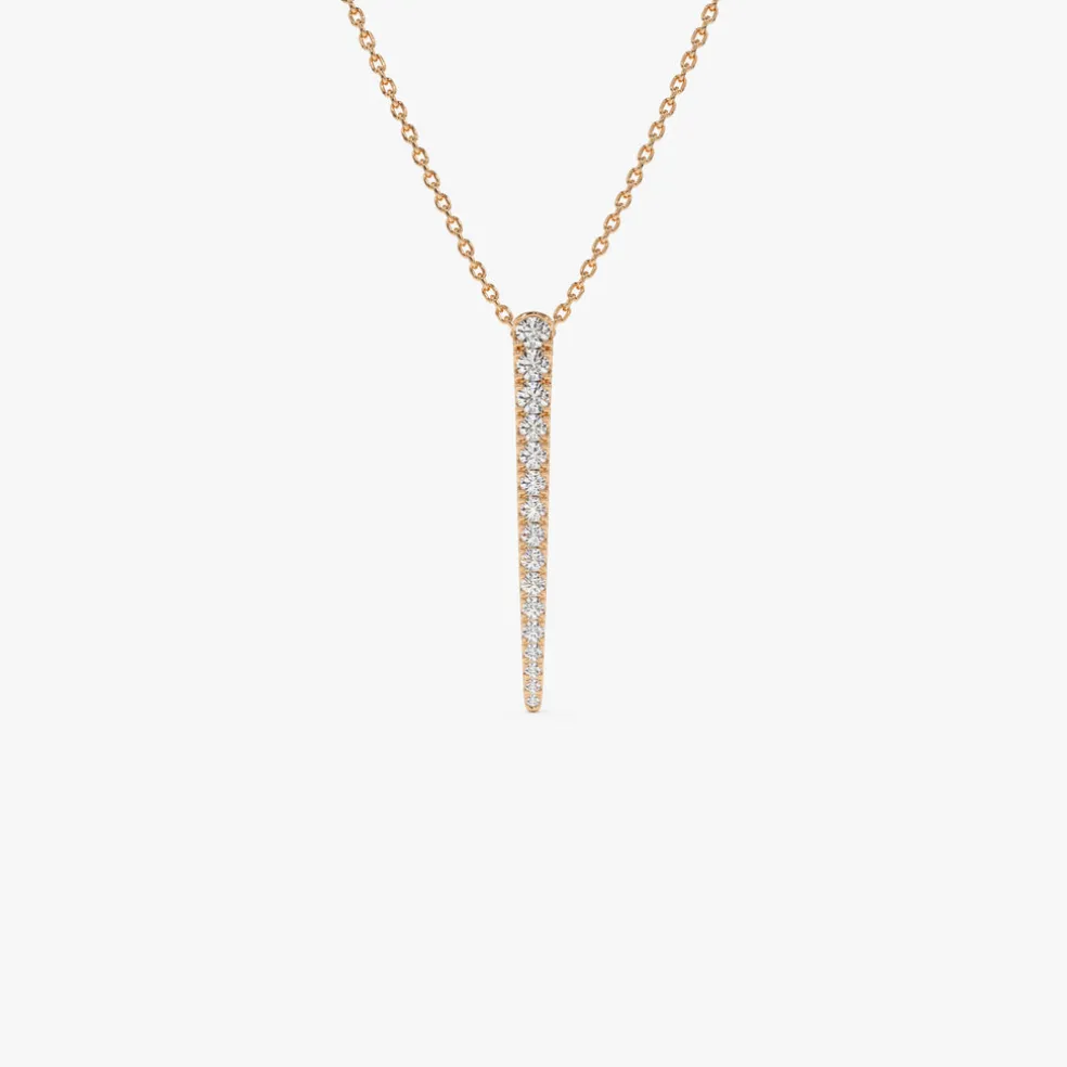 14K Tapered Diamond Bar Necklace