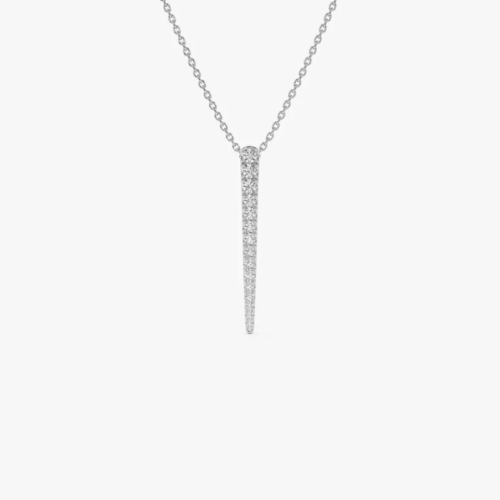 14K Tapered Diamond Bar Necklace