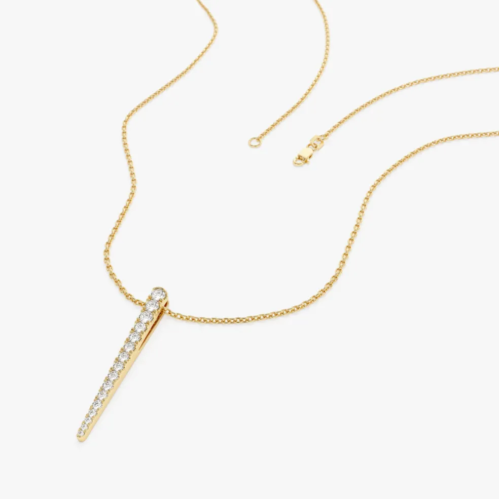 14K Tapered Diamond Bar Necklace