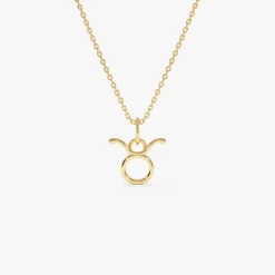 14K Taurus Zodiac Charm Necklace