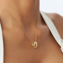 14k Three Ring Eternity Circle Necklace