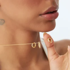 14k Three Ring Eternity Circle Necklace