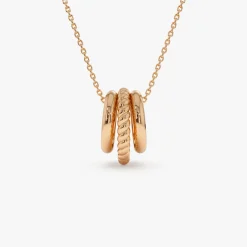 14k Three Ring Eternity Circle Necklace
