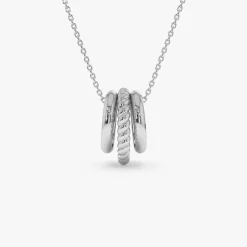 14k Three Ring Eternity Circle Necklace